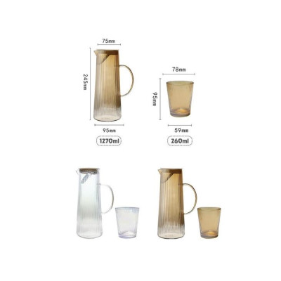 BỘ BÌNH ĐỰNG NƯỚC UỐNG KÈM 6 CỐ THỦY TINH CAO CẤP CHỊU NHIỆT VÂN TĂM ( SET NÀY KHÔNG BAO GỒM KHAY )