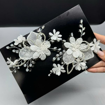 Cài tóc cô dâu hoa nhí cánh nhũ đính hạt pha lê mẫu mới