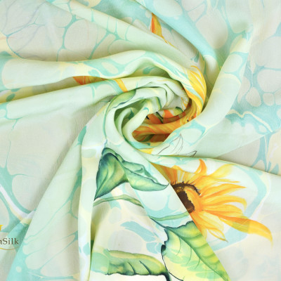 Khăn Lụa Vẽ Tay Thủy Ấn Hoa Mặt Trời SenSilk – Quà Tặng Nguyên Thủ, Khăn Lụa Handmade