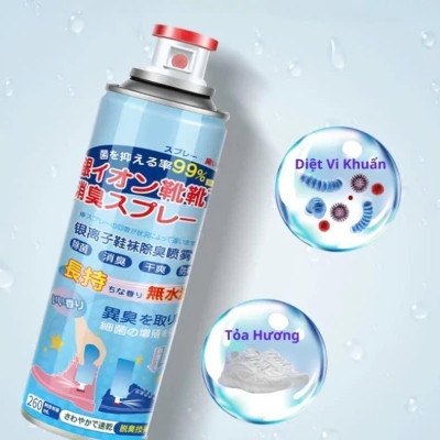 Bình Xịt Khử Mùi Giày Công Nghệ Bạc AG+ Dung Tích 260ml Khử Mùi 24h