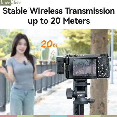 Ulanzi A100 - Micro Cài Áo Không Dây, Khử Tiếng Ồn 3 Cấp Cho Điện Thoại, Máy Ảnh Trong Phạm Vi 20m - Hàng chính hãng