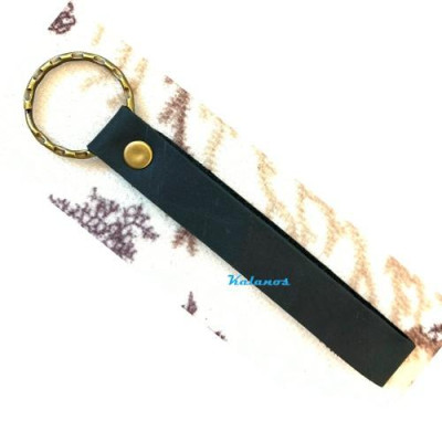 Móc khóa da bò cao cấp đơn giản & sang trọng màu đen Kalanos KMKN110-Den, Móc khóa da bò xịn thanh lịch thời trang