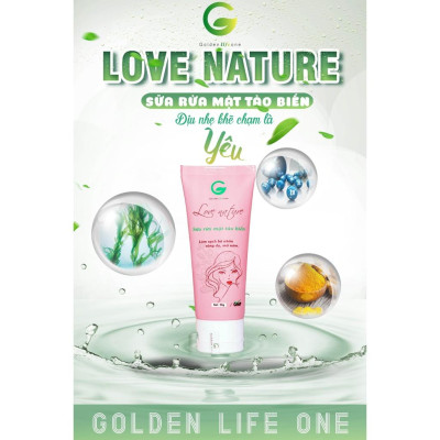 Combo Sữa Rửa Mặt Love Nature 50ML + Tẩy Tế Bào Chết Love Nature 100ML + Serum Tảo Biển Love Nature 15ML GOLDEN LIFE ONE