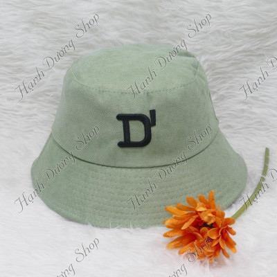 Nón bucket nhung nón bo nhung sớ nhuyễn thêu chữ D