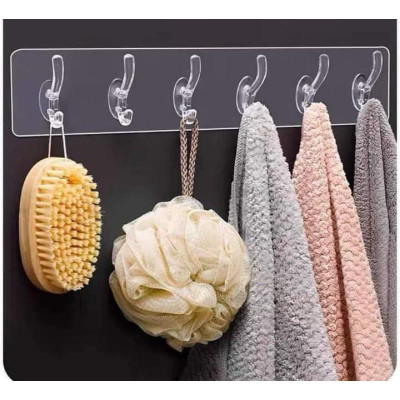 Móc Treo Đồ Dán Tường Chịu Lực Siêu Dính 6 MÓC- Thanh 6 móc treo đồ dán tường siêu dính chịu lực đa năng