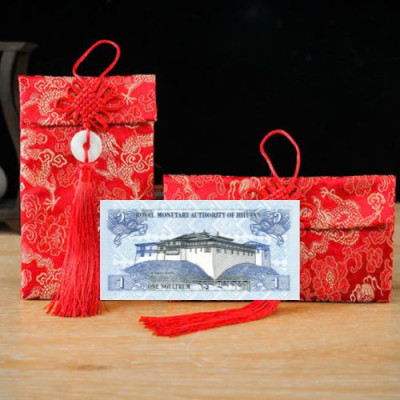 Túi gấm con Rồng màu xanh loại 1 Bhutan sưu tầm, làm quà tặng