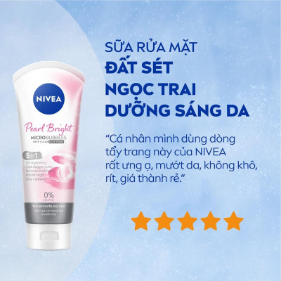 Sữa Rửa Mặt Nivea Pearl White Micro Bubbles Deep Clean Clay Foam 5IN1 Trắng Da Ngọc Trai Đất Sét 100g