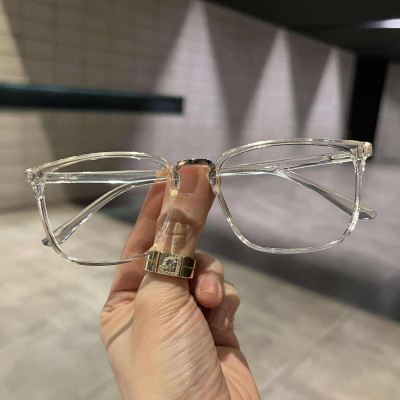 Kính gọng nhựa dẻo trong suốt dáng vuông dễ đeo không kén mặt cho nam nữ