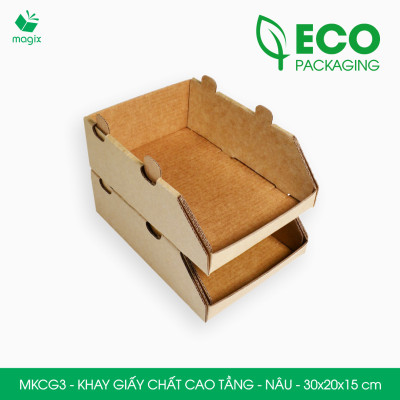 MKCG3 - 30x20x15 cm - 20 Khay giấy chất cao tầng bằng giấy carton siêu cứng, kệ giấy đựng đồ văn phòng, khay đựng dụng cụ, khay linh kiện, kệ phân loại dụng cụ