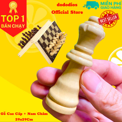 Cờ Vua Nam Châm Bằng Gỗ Cao Cấp - Bàn Cờ Gấp Đôi là Hộp đựng cờ - Bàn cờ vua gỗ nam châm chuẩn quốc tế - Chính hãng dododios