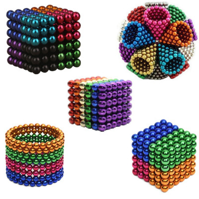 Hộp 216 Viên Bi Nam Châm Tròn Bucky Ball Mỗi Bi 5X5Mm 6 Màu Xếp Hình Vĩnh Cửu