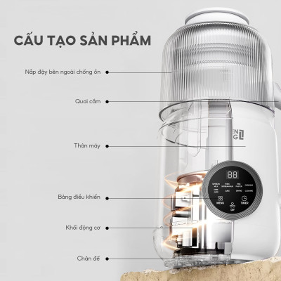 Máy làm sữa hạt đa năng Lebenlang LBL1789, công suất 800W, dung tích 1200ml, tiết kiệm thời gian, bảo hành 2 năm - hàng chính hãng