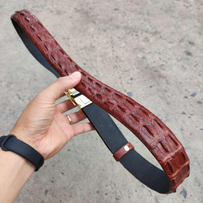 Thắt Lưng Nam Da Cá Sấu Liền Gai Lưng N31ND2 (Mặt vàng)