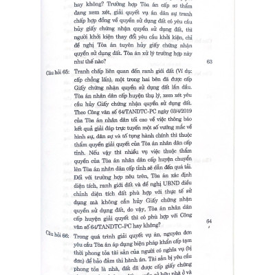 100 câu hỏi giải quyết tranh chấp về đất đai tại Tòa án
