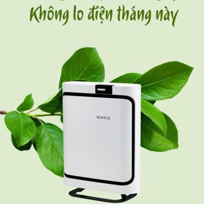Máy Lọc Không Khí BONECO P400 Khử Mùi Phòng, Chống Dị Ứng, Diệt Virus, Bộ Lọc Hepa Lọc Bụi, Báo Ô Nhiễm, Khuếch Tán Xông Tinh Dầu (56m2) - Hàng Chính Hãng
