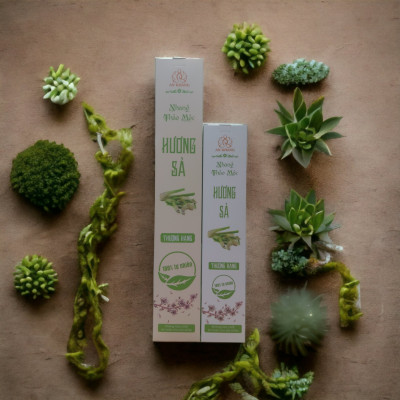 Hộp 100 nén hương Sả dài 38cm -Không sử dụng hóa chất, ít khói, mùi hương dịu nhẹ