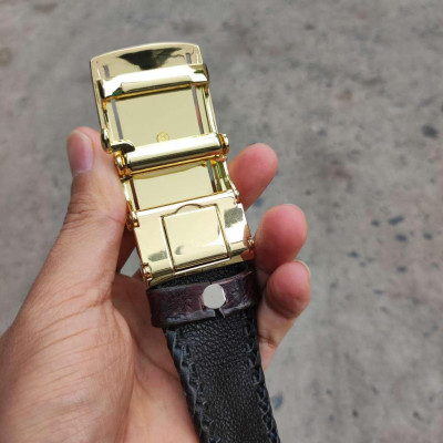 Thắt Lưng Cá Sấu Đan Viền Thủ Công Đẹp Bền Bỉ - TS131A (Mặt vàng)