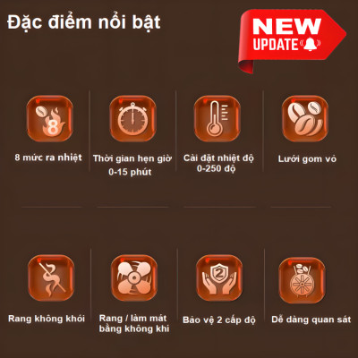 Máy rang hạt cà phê công nghệ gia nhiệt không khí . Thương hiệu Mỹ cao cấp Cafemasy CCR-305D. HÀNG CHÍNH HÃNG