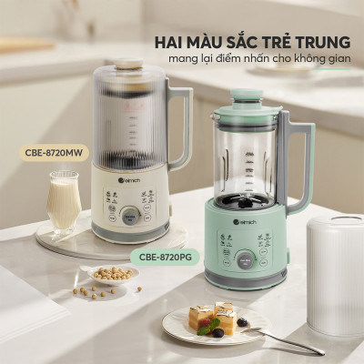 Máy làm sữa hạt Elmich CBE-8720, công suất xay 300W, công suất nấu 500W, dung tích xay nóng 600ml và xay lạnh 800ml, lưỡi dao với 10 cánh giúp xay nhuyễn, nhỏ gọn, dễ dàng lưu trữ và sử dụng - Hàng chính hãng
