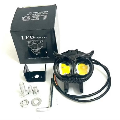 Đèn trợ sáng bi cầu mắt cú cốt vàng pha trắng cho xe máy ôtô