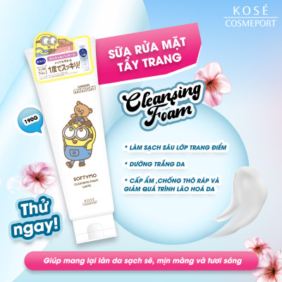 Phiên Bản Giới Hạn Minions Sữa Rửa Mặt Tẩy Trang Dưỡng Trắng Da Kose Softymo Cleansing Foam 190 G
