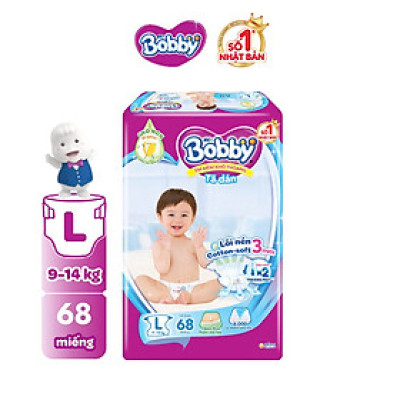 Tã Dán Bobby Siêu Mỏng Thấm Gói Siêu Lớn L68 (68 Miếng)