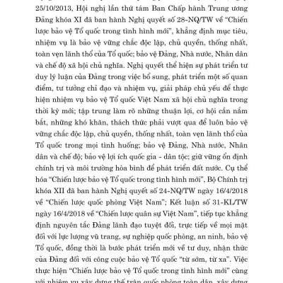 Một số vấn đề về đường lối quân sự, chiến lược quốc phòng trong sự nghiệp xây dựng và bảo vệ tổ quốc Việt Nam thời kỳ mới