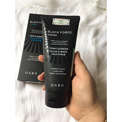 Sữa Rửa Mặt Nam Dabo Black Force Foam Cleanser Mild Scrub Than Hoạt Tính Kháng Khuẩn, Ngừa Mụn, Sạch Nhờn (120ml) 