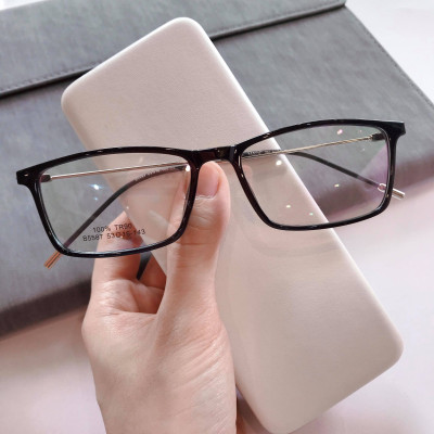 Gọng Kính Nam Nữ Mắt Vuông Hàn Quốc Gọng Kim loại tăm Cao Cấp (Đen) 