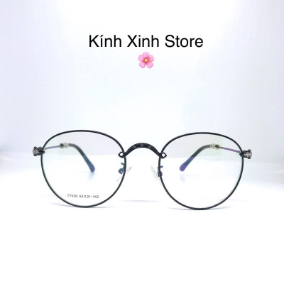 Gọng kính cận, Kính giả cận Mắt tròn Kim loại hoạt tiết cổ điển (Đen)