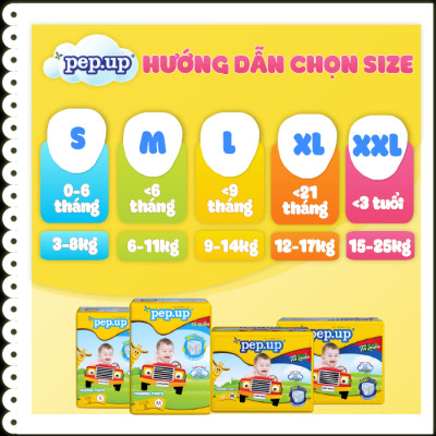 Combo 4 Gói Tã/Bỉm Quần Em Bé Pep.up Extra Dry Siêu Mềm Mại, Siêu Khô Thoáng, Kháng Khuẩn Size M (10 Miếng/Gói)