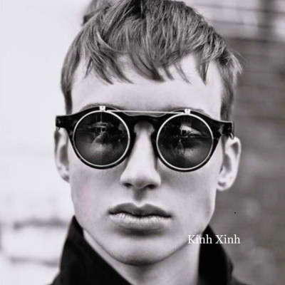 Kính râm, Kính mát Mắt Tròn Thầy Bói 2 Tròng Lật Đa Năng Đi Ngày và Đêm