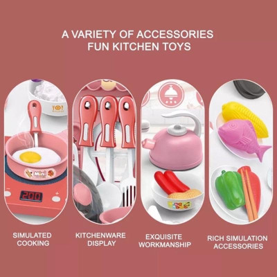 Bộ nấu ăn nhà bếp 36 chi tiết màu hồng xinh xắn đáng yêu sử dụng pin