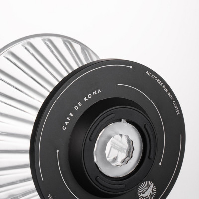 Phễu thuỷ tinh V60 rãnh thẳng đế nhôm Cafede Kona