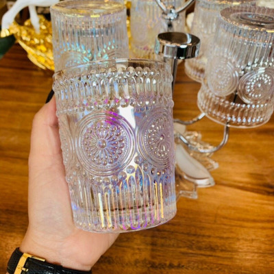 COMBO BÌNH ĐỰNG NƯỚC UỐNG THỦY TINH CAO CẤP 6 CỐC TRỐNG, KHAY VÀ GIÁ ÚP CỐC - VD78