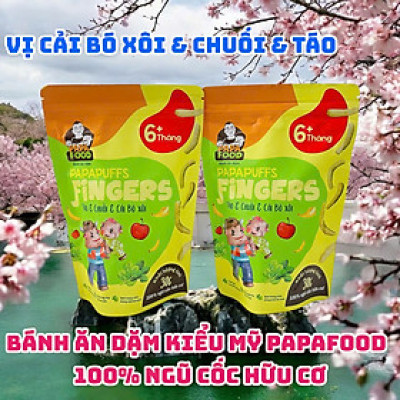 Bánh ăn dặm PAPAFOOD PAPAPUFFS Chuối & Táo & Cải Bó Xôi - 100% Ngũ Cố Hữu Cơ - Gói 30G