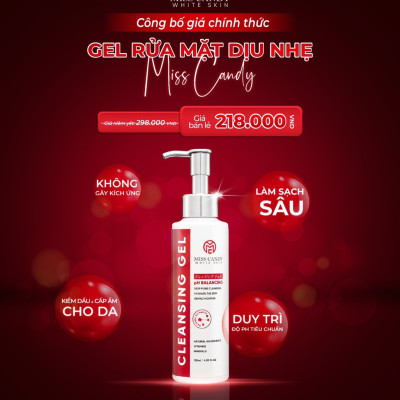 Gel Rửa Mặt Dịu Nhẹ AHA Làm Sạch Sâu CLEANSING GEL MISS CANDY 120ml,Làm Sạch Bụi Bẩn,Giảm Nhờn,Ngừa Mụn & Cân Bằng Độ PH Cho Da - PHỤNG BEAUTY