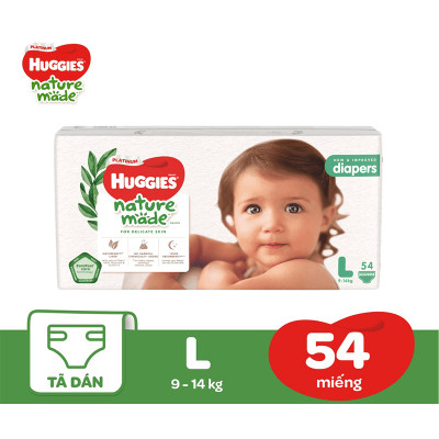 Combo 3 gói tã dán Huggies Nature Made size L54 miếng Vaca Baby House