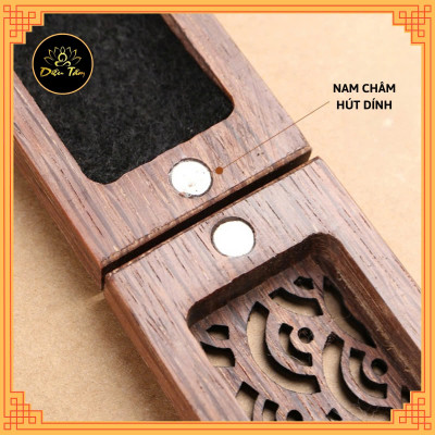 Set Hộp Đốt Nhang Và Ống Gỗ Đựng Nhang Trầm Hương Không Tăm Lư xông nhang trầm hương nhang que bằng gỗ hương kèm túi
