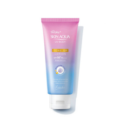 Kem chống nắng nâng tông body Skin Aqua dưỡng thể sáng mịn Sunplay Skin Aqua UV Body Tone up Lavender Lotion SPF 50+ PA++++ 130g