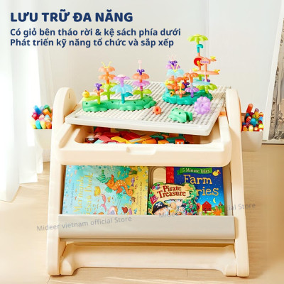 Bàn đồ chơi gấp gọn đa năng kèm bảng nam châm và ghế ngồi  Mideer Multifunctional Block Table