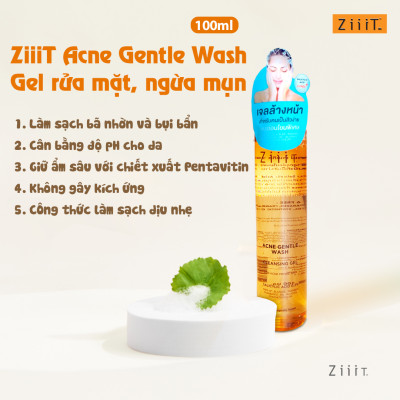 Gel Rửa Mặt Ngừa Mụn ZIIIT ACNE GENTLE WASH 100ml Cho Da Dầu Mụn Nhạy Cảm, Hỗ Trợ Giảm Nhờn Ngừa Mụn