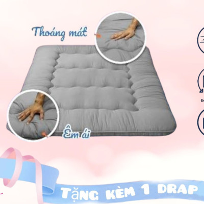 Nệm Bông Trải Sàn Xuất Nhật Fukoji, Kích Thước 1mx2m, 1m4x2m, 1m6x2m Dày 7-9cm Tặng Kèm Drap Nệm