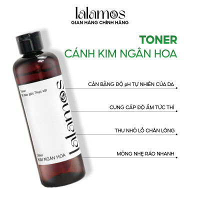 Combo cấp ẩm Lalamos Sữa rửa mặt phôi Kim Ngân Hoa 280ml + Toner cánh Kim Ngân Hoa 250ml