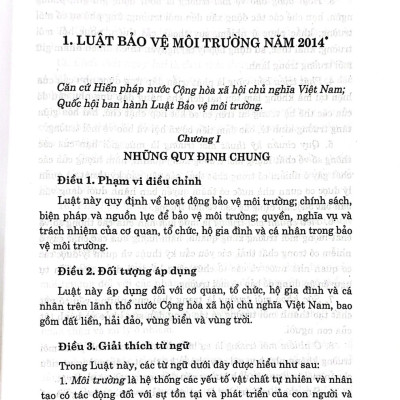 Luật Bảo vệ môi trường hiện hành (năm 2014) và các văn bản hướng dẫn thi hành