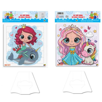 Bộ 2 Tranh Xếp Hình 36 Mảnh Để Bàn 23 x 23 cm - Minh Châu C2-001