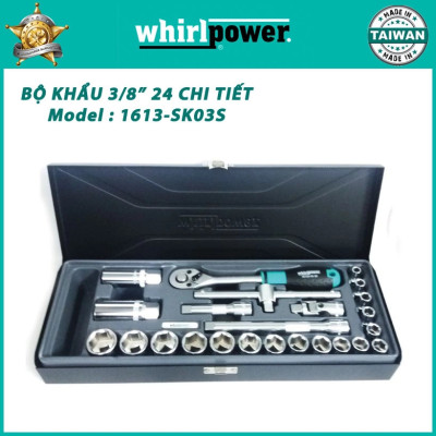 Bộ khẩu 3/8” có 24 chi tiết từ 6 đến 22mm Whirlpower 1613-SK03S
