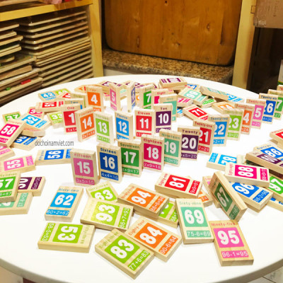 Domino 100 số Tiếng Anh phép toán cho bé học và chơi xếp hình sáng tạo