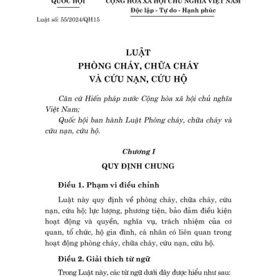 Luật phòng cháy, chữa cháy và cứu nạn, cứu hộ năm 2024 - bản in 2025