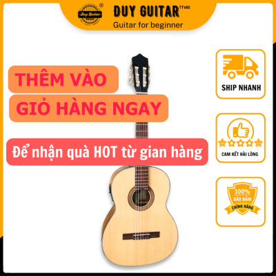 Đàn guitar classic có EQ Duy Guitar DC120X thùng full size có khuyết gỗ Hồng đào nguyên tấm âm thanh tốt